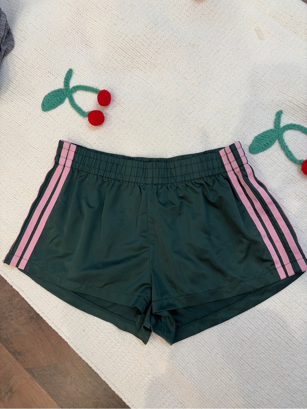 Edikted Green with Pink Stripes Nylon Shorts 🫧